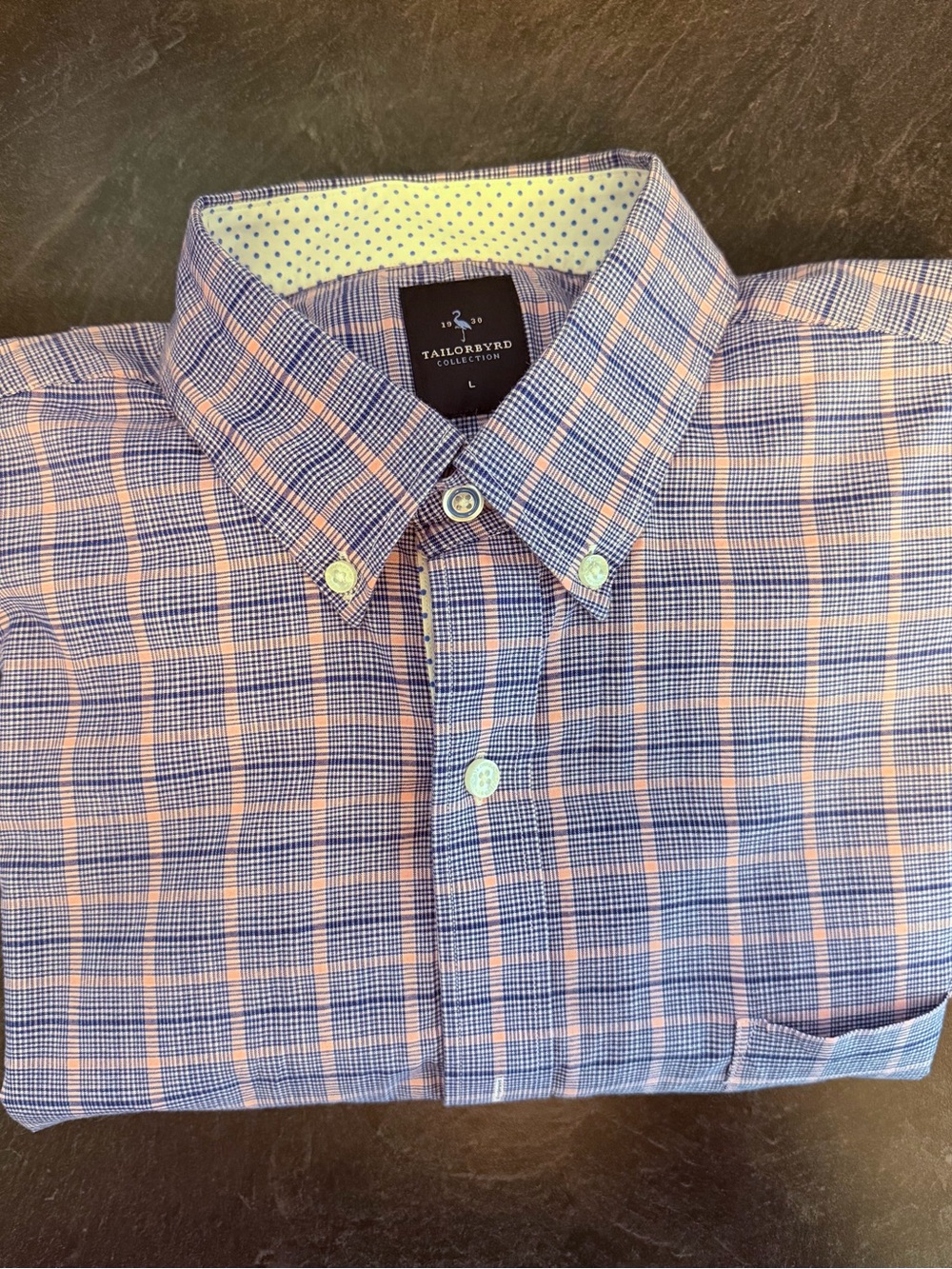 Tailorbyrd Men’s Blue and Pink Plaid Button-Down Shirt